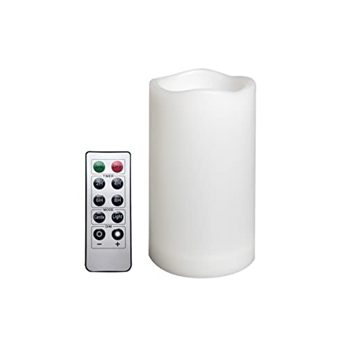 Image of 1 Pack Outdoor Flameless Pillar Candle with Remote and Timer Waterproof Battery Operated Electric LED Candle Set for Gift Home Decor Party Wedding Supplies Garden Christmas Decoration, 3 inch x 5 inch