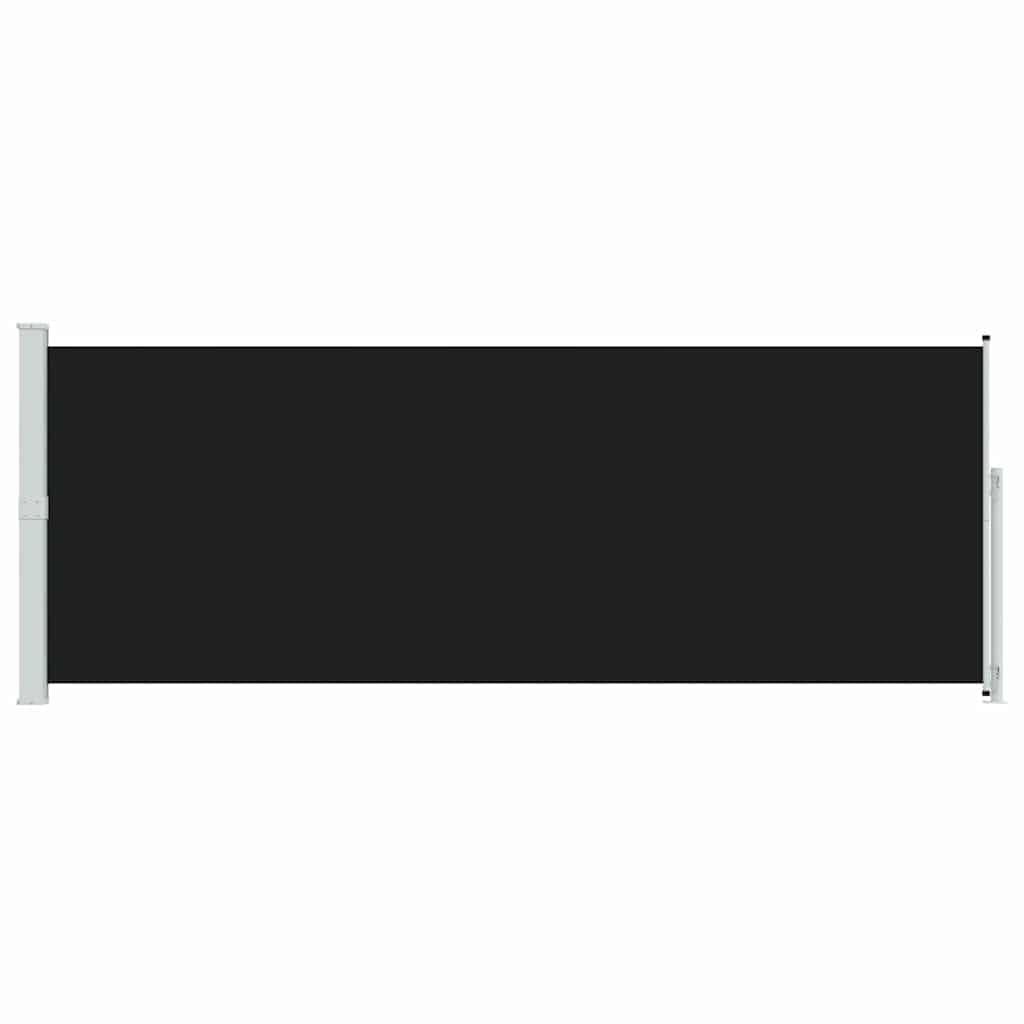 Tenda da sole laterale, estensibile, 180 x 500 cm, nera, resistente ai raggi UV e all'acqua, per balcone, terrazza, protezione dal vento, per giardino, campeggio