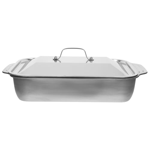 Warmhm Multi-functional Stainless Steel Roasting Pan Serving Tray Food Tray for Kitchen