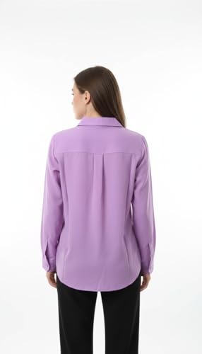 Image of Women's Button-Down Shirt, Long Sleeve, Collared Blouse, Relaxed Fit, Casual and Office Wear