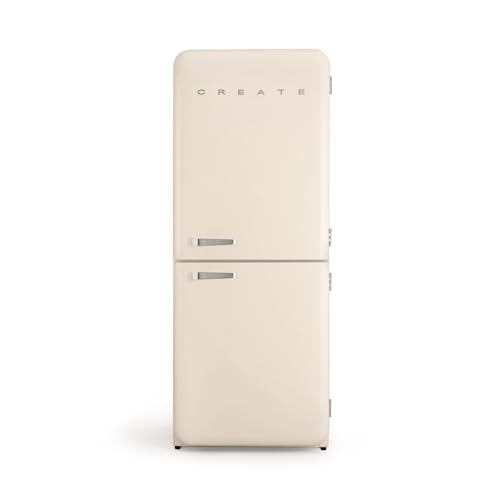 CREATE / RETRO FRIDGE COMBI 185 SILVER/Frigorífico combi blanco roto maneta plata con congelador 401L / 190W, sistema No Frost, 3 estantes, 2 cajones, regulador temperatura, 70x65x185 cm