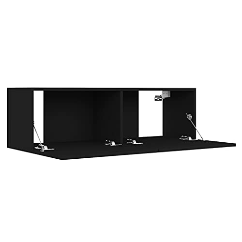 AJSEOYBS Wohnwand,Wohnzimmer Lowboard Tv-Schrank Schwarz 100x30x30 cm Holzwerkstoffgeeignet Geeignet für Wohnzimmer, Schlafzimmer, Büro, Empfangsraum, Arbeitszimmer – Bild 6