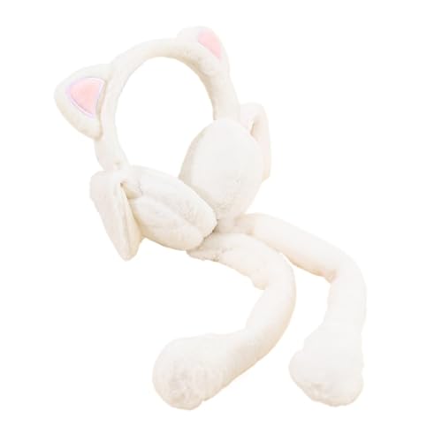 Cat Foldable Rabbit Ear Muffs Winter Protection Soft Plush Material Fashion Accessories(WHITE)