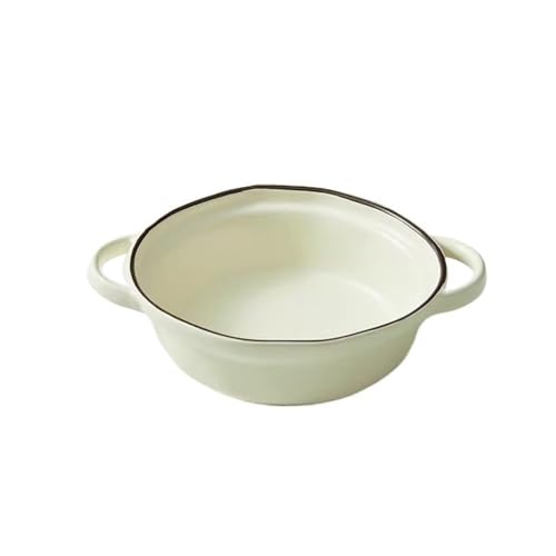 Cuenco Hondo Con Asa, 900 Ml Cuenco Hondo Y Ensaladera Grande De Cerámica Blanca Mate For Sopas, Pastas Y Guisos(White,430ML)