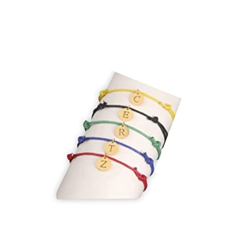 Pulsera de cordón de hilo personalizada, letra inicial de A a Z, regalo para mujer, medallón, letra de acero inoxidable, 17 colores