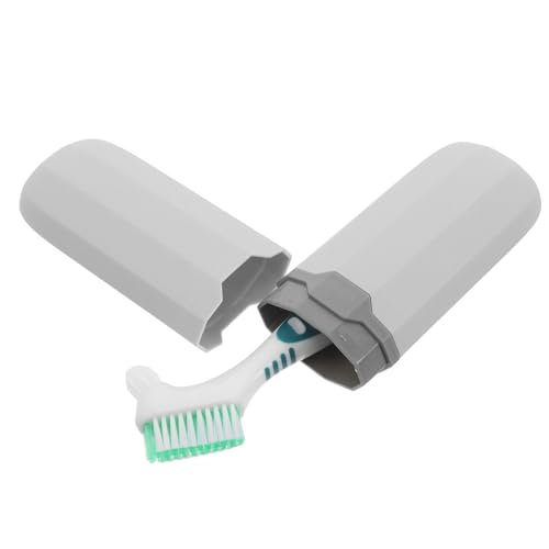 IDEANATEGRATE Set da Viaggio Spazzolino per Pulizia Protesi Dentarie e Contenitore Ortodontico Custodia Portatile Verde e Blu-grigio per Ammollo e Conservazione Igienica