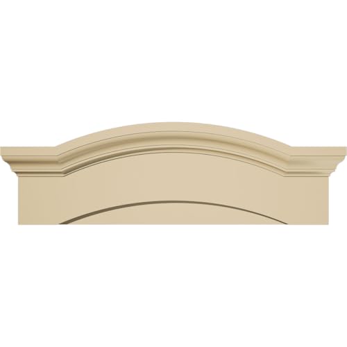 32"W x 10-1/2"H x 3"P Eyebrow Signature Urethane Pediment, Primed Tan