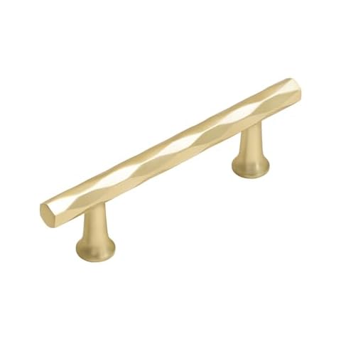 JIASENBAO Brushed Gold Cabinet Pulls 3" Hole Center 20 Pack Hammered Brass Cabinet Handles Decorative Kitchen Drawer Dresser Cupboard Bathroom Vanity Cabinet Hardware Rhombus Cover