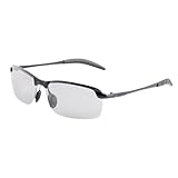 lovmyho 調光偏光サングラス[快速変色/紫外線カット UV400 /超軽量/アルミニウム・マグネシウム合金材/紫外線感知 スポーツ] メンズ レディース 運転 釣り ゴルフ 野球 ドライブアウトドア 登山 自転車 父の日 プレゼント (01 ガンブラックフレーム&変色レンズ)