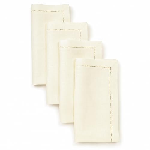 Servilletas de lino color marfil 20 x 20 pulgadas set de 4 miniatura 1