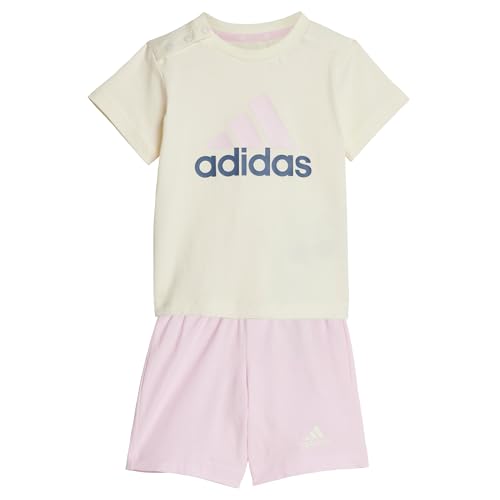Image of adidas Unisex Baby Infants Essentials Organic Cotton Logo And Short Set (Gender Neutral) T-Shirt Set, 18-24 months