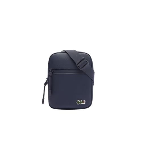 Lacoste LCST Bolsa transversal pequena plana, Eclipse azul-marinho, One Size, Bolsa transversal plana pequena Lcst