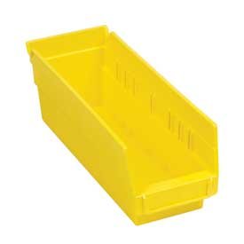Global Industrial Nestable Shelf Bin, Plastic, 4-1/8"W x 11-5/8"D x 4" H, Yellow, Lot of 24
