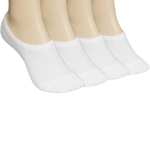 ELYFER No Show Calcetines tobilleros para mujer, corte bajo, sin deslizamiento, calcetines deportivos delgados invisibles - blanco - S