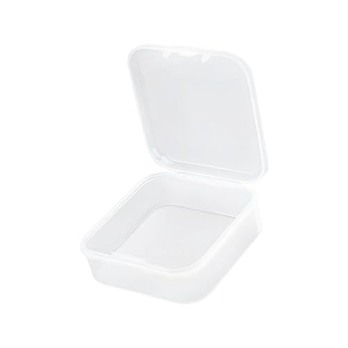 jojomis Small Clear Beads Storage Container Box with Hinged Lid for Jewelry, Crafts, Hardware, 1.50x1.50x0.71 inch