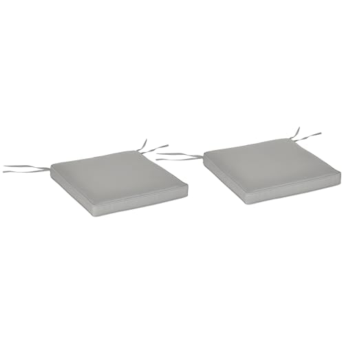Outsunny Lot de 2 Coussins de Chaise Fauteuil de Jardin Coussins d'assise déhoussables Rembourrage 5 cm Tissu Polyester dim. 45L x 45l cm Gris Clair