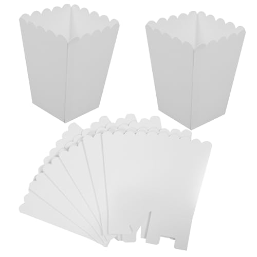 MAGICLULU 40pcs White Greaseproof Snack Boxes Stylish Cardboard Containers for Popcorn Fries Chicken for Parties Movie and All Events Elegant Presentation