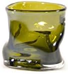 Hosley Olive Crumple Glass Votive Floral Vase LED Lantern Tealight Holder 4 Inch Diameter Ideal Gift for Wedding Party Home Decor Tropical LED Tealight Votive Garden Office Spa Settings O9