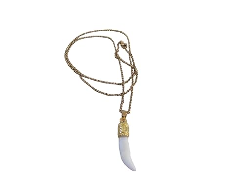 Fox Tooth Gold Pendant Necklace Animal Bone Spirit Animal Jewelry Chain