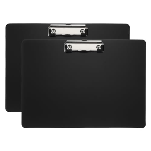 12.4 x 8.86" クリップボード 横長 2個セット A4 PPプラスチック オフィス用クリップボード ロープロファイルクリップ オフィスでの図面作成やスケッチに最適 ブラック