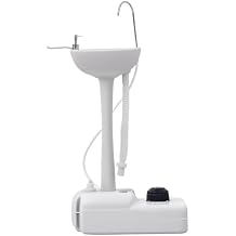 kleankin Portable Camping Sink, Portable Sink Hand Wash Station with 4.5 Gallon 17L Tank, Rolling Wheels, Soap Dispenser, Towel Holder for RV, Outdoor Events, Gatherings, HDPE, White