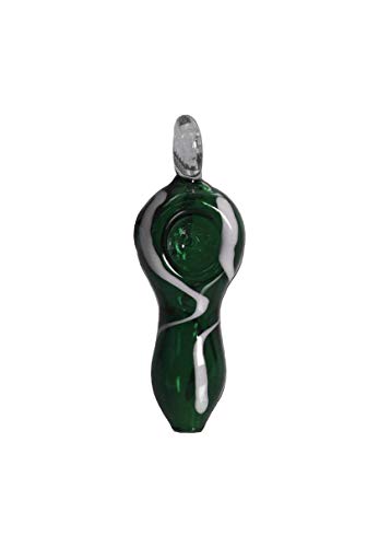 bong-discount Handpfeife, Pur-Pfeife, Glaspfeife | Anhänger mit Spiralstreifen, inkl. Lederband | 60 mm | Glas, grün – Bild 4