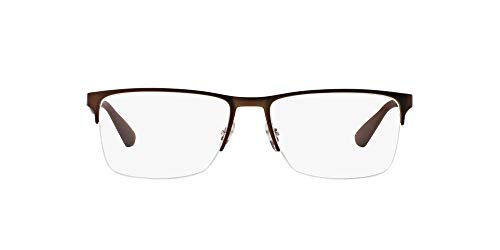 Ray-Ban RX6335 Rectangular Metal Eyeglass Frames, Matte Gunmetal/Demo Lens, 54 mm