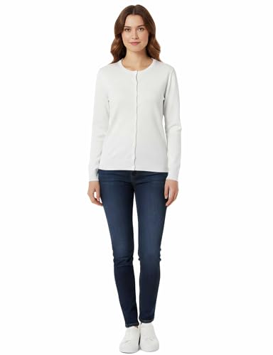 Image of Allsense Women's Long-Sleeve Crewneck Cardigan | Classic Button Down Sweater, Soft Fine Knit, Lightweight