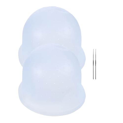 Didiseaon 2juegos Kit para Teñir el Cabello Gorros de Silicona Reutilizables Gorro para Mechas con Gancho de Metal para Uso Salón y Casa