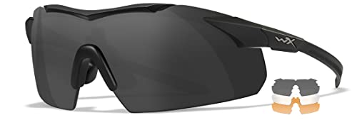 Wiley X Vapor Tactical Sunglasses with Communication Temples, ANSI Z87 Safety Glasses, UV Eye Protection for Shooting and Outdoor Matte Black Frames, Changeable Tinted and Clear Lenses Ballistic Rated