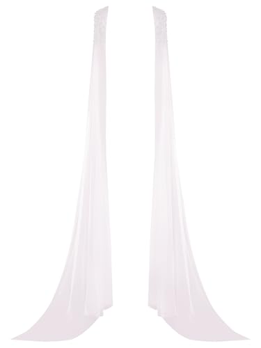 renvena Womens Wedding Bridal Cape Detachable Sleeve Pearl Tulle Shawl Shoulder Capelet Veil Cloak