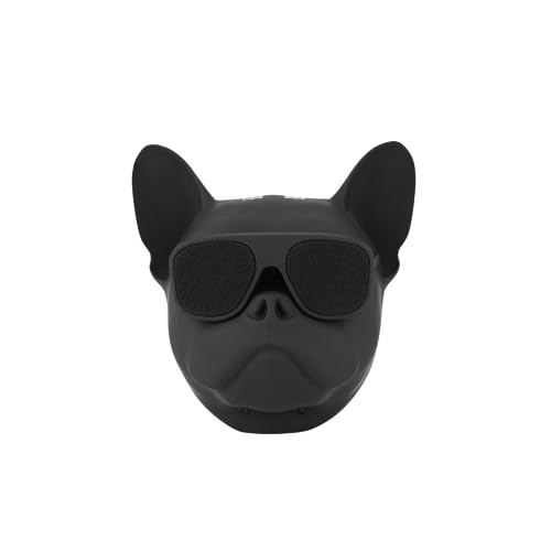 Wokyo Altoparlante stereo Bluetooth creativo a forma di cane Bulldog francese design creativo Bass altoparlante wireless con funzione radio USB comando vocale batteria integrata (grande, nero