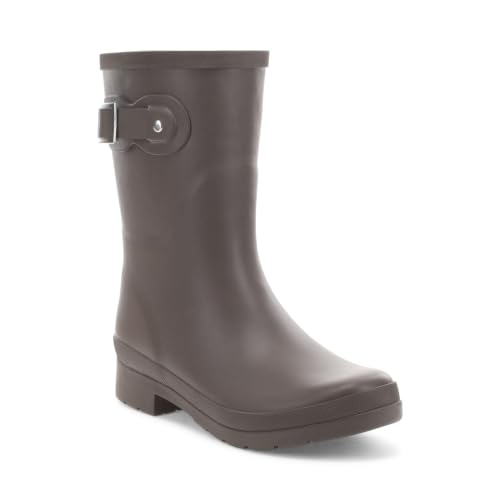 Image of Chooka Women's Waterproof Mid-Height Faux Fur Lined Pull-On Rain Boot | Ladies street style rubber boots, cozy plush interior, built for puddles, comfort insole, styled for every wet rainy day