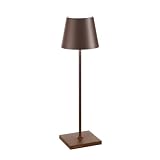 Zafferano, Lampa Poldina Pro, Bezprzewodowa Zasilana Akumulatorowo Lampa Stołowa ze Sterowaniem Dotykowym, Również do Użytku Zewnętrznego, Ściemniacz, 2200-3000 K, Wysokość 38 cm, Kolor Corten