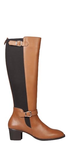 miMaO Botas altas de piel con caña elástica Camel, EU 36
