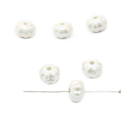 Anevous 18 cuentas de calabaza esmaltadas de cerámica con agujero para enhebrar, cuentas brillantes para manualidades, pendientes, pulseras, collares, bisutería, color blanco A