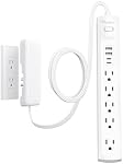 Outlet Cover Extension Cord Long 10ft, NUTICT Flat Plug Power Strip with 5-Outlet & 4 USB Ports, 1440 Joules Surge Protector, 3 Prong Indoor Extension Cord Flat Wall Plug for Home Office Desk, White