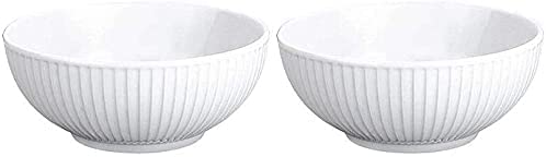 Pillivuyt, Plissé White Porcelain Individual Salad/Cereal Bowl, 6 Inches Diameter, 14 Oz (2)