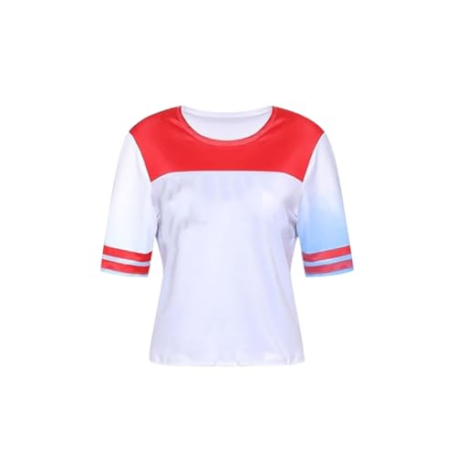 Gohytal Harly Quin Kostüme für Erwachsene, Quinn Kostüm für Damen Mädchen,Suicid Harle Queen Kostuem, Karneval Halloween Cosplay Kostüme Set mit Jacke,T-Shirt,Shorts,Handschuh,Tatto (M)