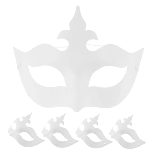 ERINGOGO 5Pcs White Paper Half Face Masquerade Masks for Costume Parties Carnival Celebrations and Birthday Events for Creative Painting and Decoration