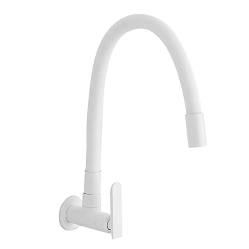 Robinet de cuisine mural eau froide HJMMHX en laiton blanc pivotant pour évier