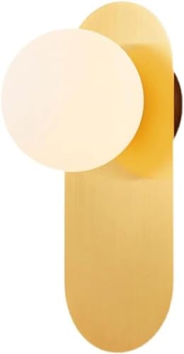 IUokLU Apliques de Pared con Bola de Cristal Blanco Leche Simplicity lámpara de Pared de Metal para habitación Infantil lámpara de Pared para Dormitorio iluminación,Oro