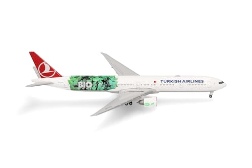 Herpa Modellflugzeug Turkish Airlines Boeing 777-300ER Bio Fuel - TC-LJH, Miniatur im Maßstab 1:500, Sammlerstück, Flugzeug Modell ohne Standfuß, Metall