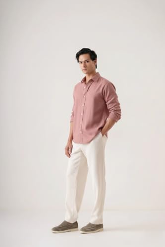 Image of CRYSTAL SKY Men Airy Linen Cotton Shirt Regular Fit Full Sleeves Solid Formal Shirt Stylish Daily Casual Office Wear