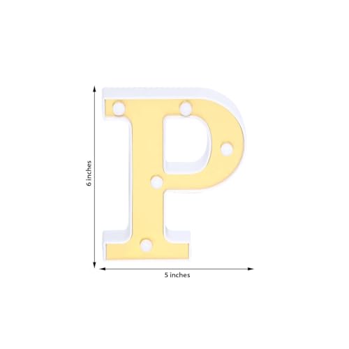 Image of Efavormart 6 inch Gold Marquee Letter P, Mirror Front Warm White LED Light Up 3D Sign, Battery Operated 72H Glow for Wedding Party & Wall Decor