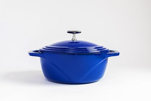 Lodge USA Enamel 6 Qt Enameled Cast Iron Dutch Oven - Cast Iron Cookware - Dutch Oven Pot with Lid - Smoothing Sailing Color - 6 Qt Capacity