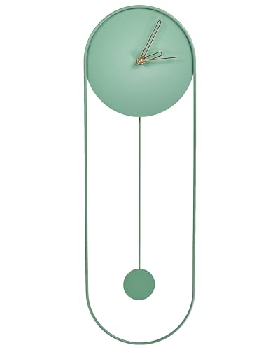 Beliani Orologio da parete 20 x 62 cm Design moderno con pendolo decorativo senza numeri Acciaio verde chiaro