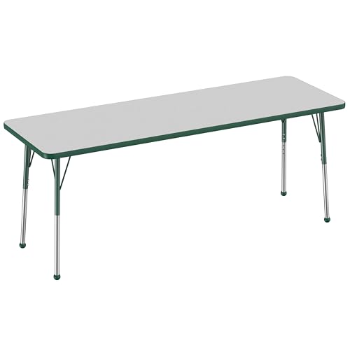 FDP 24" x 72" Rectangle Table with Ball Glide Legs - Gray/Green