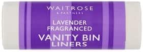 WAITROSE 25 Lavender Fragranced Vanity Waste Bin Liners, 445mm x 460mm ...