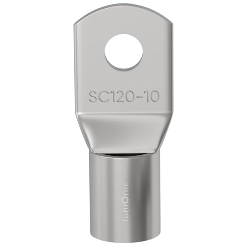 Lumonic 1x terminal de cable tubular 120mm² M10 I terminal de cable crimpado 120mm2 desnudo SC120-10 terminales de anillo 120mm², terminales de cable 120mm² I terminales de cable de anillo